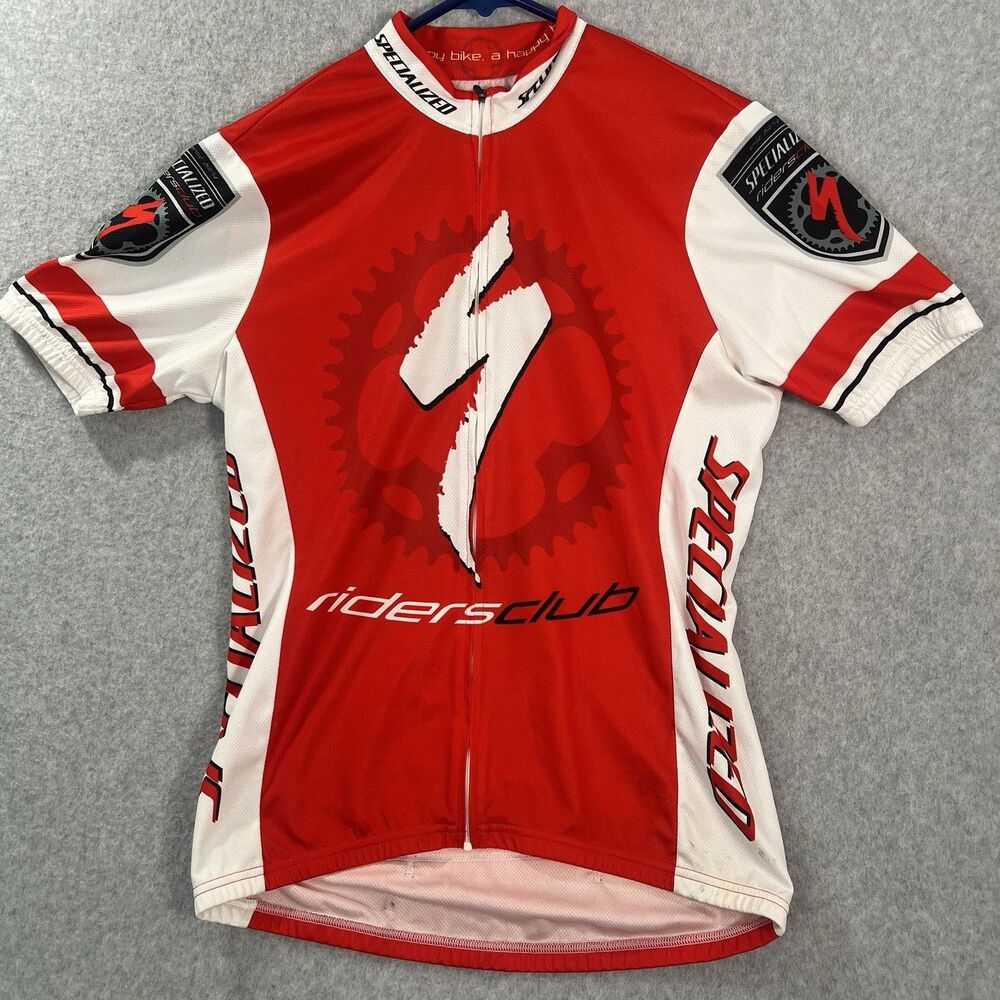 Vintage Specialized Riders Club Jersey full zip Mens M red white